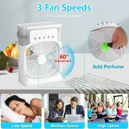 3 in 1 Fan Air Conditioner Household Small Air Cooler LED Night Light Portable Humidifier Air Adjustment Fan Office Home Fan New