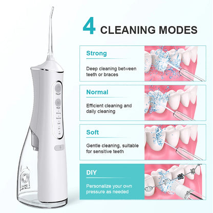 DIY PSI Dental Water Jet Pick Flossser Thread Oral Irrigator for Teeth Cleaning 300Ml 4 Modes Portable Powerful Mouth Washing